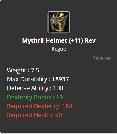 Mythril Helmet +11 (Reverse)