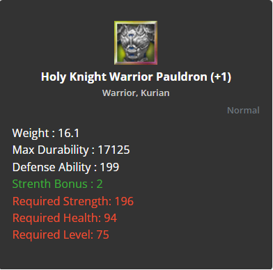 Holy Knight Warrior Pauldron +1