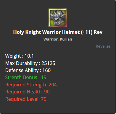 Holy Knight Warrior Helmet +11 (Reverse)